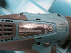Makita Hammer Drill, 18 Volt, DHR202
1 x Charger, DC18RC
1 x Drill, HP457D
2 x 3.0OAH, 18 Volt Batteries - 5
