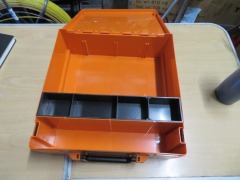 6 x Plastic parts boxes, Orange Rola-Cases
367 x 370 x 130mm H - 3