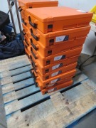 9 x Plastic parts boxes, Orange Rola-Cases
367 x 370 x 130mm H - 2