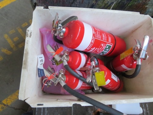 3 x 9Kg ABE Powder Fire Extinguishers
1 x 4.5Kg ABE Powder Fire Extinguishers
4 x 1.5Kg ABE Powder Fire Extinguishers