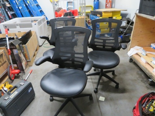 5 x Office Chairs, Black Mesh Backs