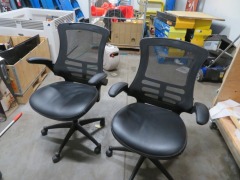 5 x Office Chairs, Black Mesh Backs - 2