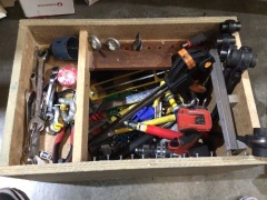 Large Wooden Box with Assorted Tool