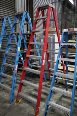 Double Sided Step Ladder, Fibreglass, Make: Redback, Model: RBLFDS240, Size: 2.4m, Maximum Load: 150kg