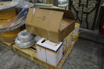 Pallet containing various quantities and Types of Communications Cable, Optical Fibre Cable and Electrical Corrugated Conduit