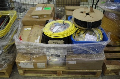 Pallet containing various quantities of Fibre Optic Cable, Ethernet Cable, Adapters