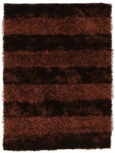 DNL Pablo Chocolate Strip Shaggy Rug 165x115 cm