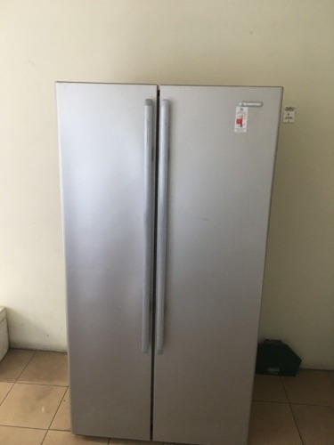 Simpson Side by Side Refrigerator, Pewter Finish
