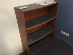Office Furniture Suite comprising; Desk - 1800 x 1800mm; Filing Cabinet; Round Meeting Table; 2 x Bookcases; 2 x Chairs - 4