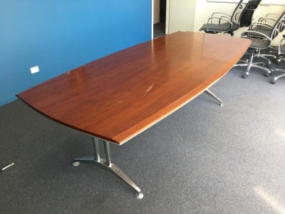 Boardroom Table, 2400 x 1100mm Chrome Base, Brown Gloss Finish