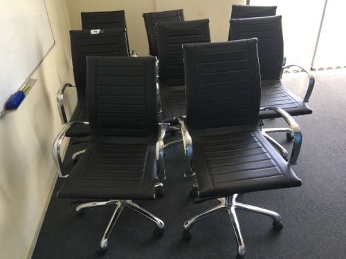 8 x Boardroom Gas Lift Chairs on Castors