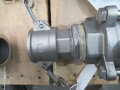 3 x Stainless Steel 2" Ball Valves with Camlock Fittings - 3