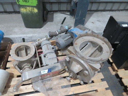 2 x Nu Con Stainless Steel Rotary Valves, various sizes with 3 Phase Motors & Gear Drives