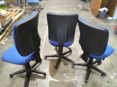 Square Black Ergonomic Task Office Chairs W/ Blue Finish x3 (May have scuff marks) - 2