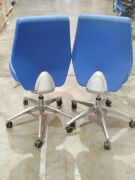 DNL GrayTask Office Chairs W/ light Blue Finish x6 (Have scuff/substances marks and Fabric Faded) - 2