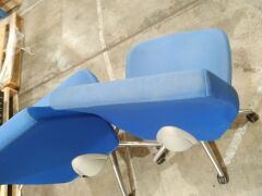 DNL GrayTask Office Chairs W/ light Blue Finish x6 (Have scuff/substances marks and Fabric Faded) - 3