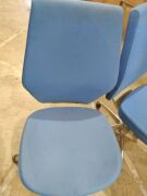 DNL GrayTask Office Chairs W/ light Blue Finish x6 (Have scuff/substances marks and Fabric Faded) - 4