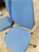 DNL GrayTask Office Chairs W/ light Blue Finish x6 (Have scuff/substances marks and Fabric Faded) - 5