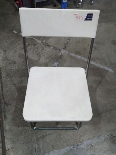 DNL White folding chair X1 | May have minor scratches and suff marks.