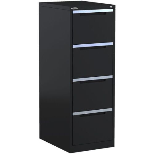 Steelco 4 Drawer Vertical Filing Cabinet Satin Black OLV4DFCSB