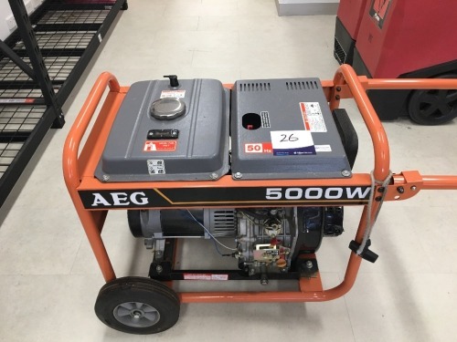 AEG AGN 5000 DEB Diesel Generator
Date: 2015
8.8HP Motor
Serial No: 0725000123
230 Volt - 50Hz