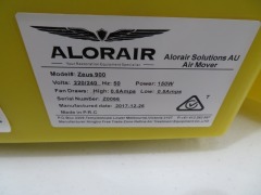 3 x Carpet Dryers
Alorair
Zeus 900 Air Mover
240 Volt
DOM: 2017 - 5