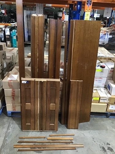 1 x platform 181 x 44 x 8, oak on pine frame, 1 x inlaid panels 96 x 61 x 5, oak on MDF, and assortment of oak trim and panelling