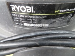 Industrial Wet & Dry Vacuum Cleaner
Ryobi
Model: VC60HDARG
240 Volt
No Hose or Tool - 6
