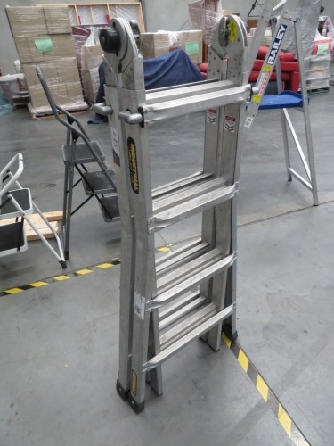 Gorilla Industrial Multi Purpose Ladder
Model: MM15-1
A Frame: 1400 - 2300mm 
Extension: 2700 - 4500mm 
SWL: 120Kg