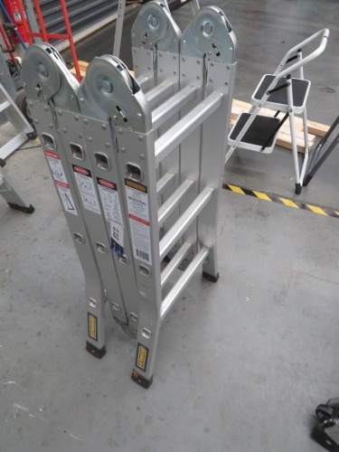 Syneco Multi Aluminium Ladder
Model: 0860910
Step Ladder: 700mm
Extension: 3700mm
SWL: 120Kg