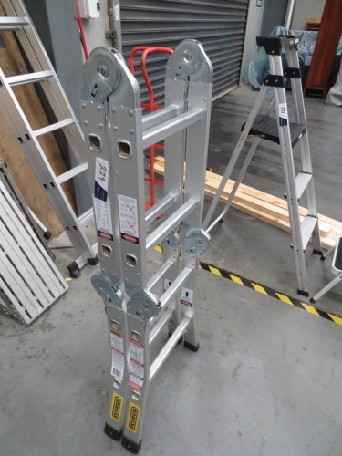 Syneco Multi Aluminium Ladder
Model: 0860950
Step Ladder: 1200mm
Extension: 2500mm
SWL: 120Kg