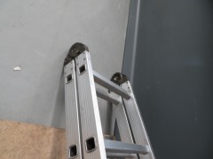 Aluminium A Frame/Extension Ladder
Make unknown
Model: EL 121
A Frame: 2400mm
Extension: 4800mm
SWL: 150Kg - 4