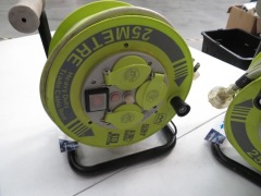 2 x 25m Electrical Cable Reels with 3 Power Outlets - 2