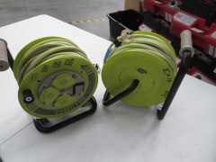 2 x 25m Electrical Cable Reels with 3 Power Outlets - 4