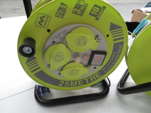 2 x 25m Electrical Cable Reels with 3 Power Outlets