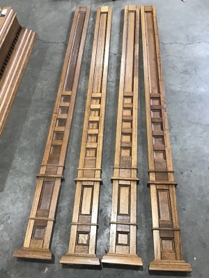 4 x solid oak wainscoting panel 236 x 21 (at base) x 4