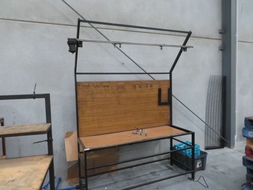 Steel Framed Workbench with Blackboard, Overhead Frame with Air Fittings
1850 x 650 x 2540mm H