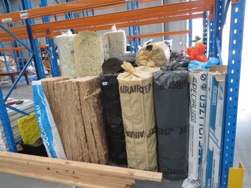 Large quantity of Carpet Underlay, Smooth Edge Adhesive Joining Tape & Insulation Bats
