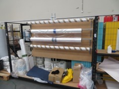 1 x Small Metal Framed Bench, 3 Tier
1 x 4 Tier Plastic Roll Dispenser
2 x Rolls of Bubble Wrap
2 x Bays of Rags & some Plastic Film - 3