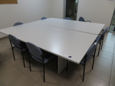 2 x Tables, 2400 x 1200mm H
8 x Chairs, Metal Frames