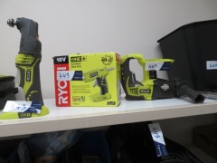 3 x Ryobi Cordless Power Tools including; Glue Gun, Drill with Hammer & Multi Tool