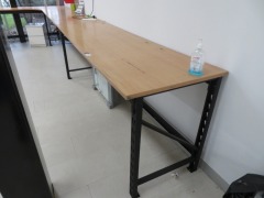 U Shape Workbench, Steel Frame, Timber Top5560 x 2900 W x 2500mm Return, Bench 750mm W(Buyer to dismantle)Mobile Table, Aluminium Frame, Yellow tongue Top1800 x 900 x 730mm H - 2
