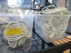 6 x Plastic Tubs & contents of assorted Electrical Leads - 3