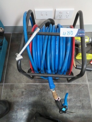 Pneumatic Hose Reel with Tyre Gauge & Air Nozzle