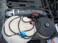 3 x Ozito Power Tools, 240 Volt
1 x Angle Grinder, 230mm
1 x Heat Gun, 2000 Watt
1 x Polisher/Sander, 1100 Watt - 2