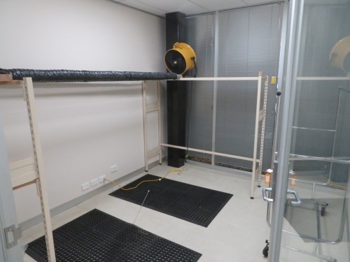 Drying Rooms Contents comprising;
2 x Steel Racks
Caterpillar 500mm Drum Fan
1 x Chrome Clothes Rack
2 x Rubber Mats