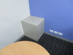2 x Timber Office Desks with Chrome Post Legs
2 x Black Vinyl Office Chairs
2 x 3 Drawer Mobile Pedestals - 3