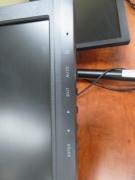 2 x Hewlett Packard 24" Computer Monitors on Single Post Stand - 3