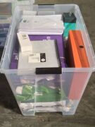 Assorted tub of print, office and tech supplies as seen in photo of box - 2