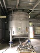 Stainless Steel Formulation vessel , 14,000 Litre, on load scales and top mount agitator